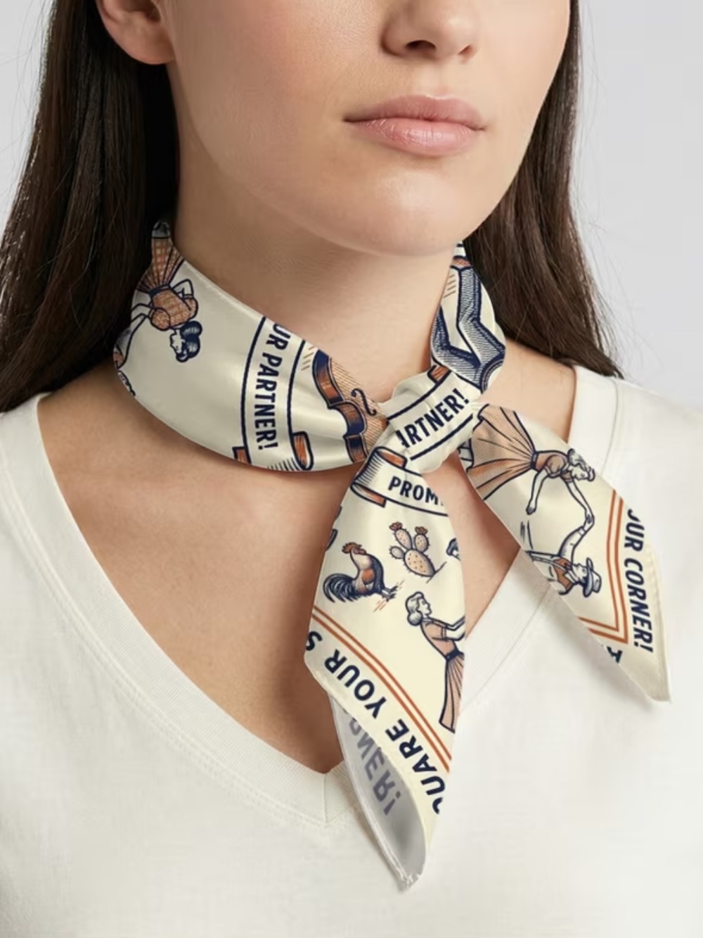 Western Dance Scarf with a Vintage Country Print